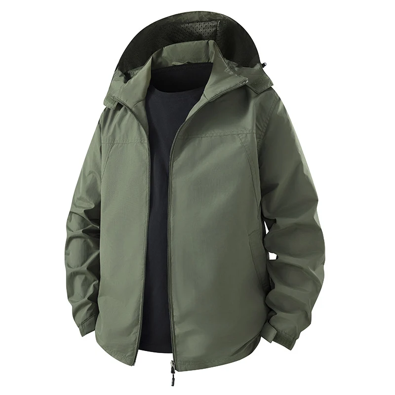 Herren Leichte wasserabweisende Kapuzen‑Shelljacke mit atmungsaktivem Meshfutter und verstellbarem Saum Drune