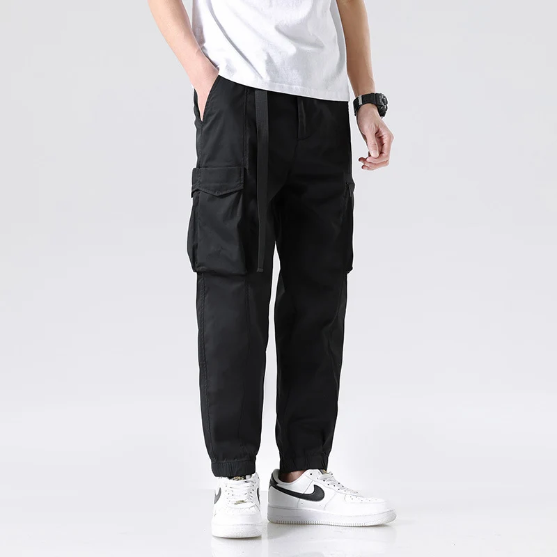 Herren Leichte Utility-Cargohose im Joggerstil mit integriertem Gürtelband und Reißverschlusstaschen Drune