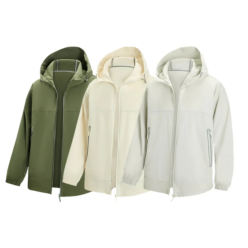 Herren Leichte technische Softshell-Windjacke mit Kapuze, wasserabweisender Membran und Reißverschlusstaschen Drune