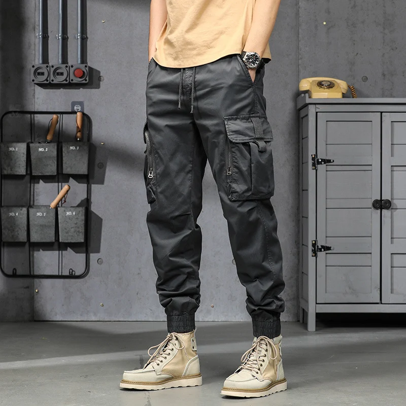 Herren Leichte Tactical-Cargo-Jogginghose mit Tunnelzugbund, Kniepaneelen und Multifunktionstaschen Drune