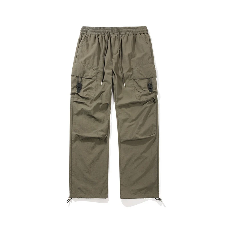Herren Leichte Ripstop‑Trekking‑Cargohose mit Elastikbund, Kordelzug und Schnallen‑Cargotaschen Drune