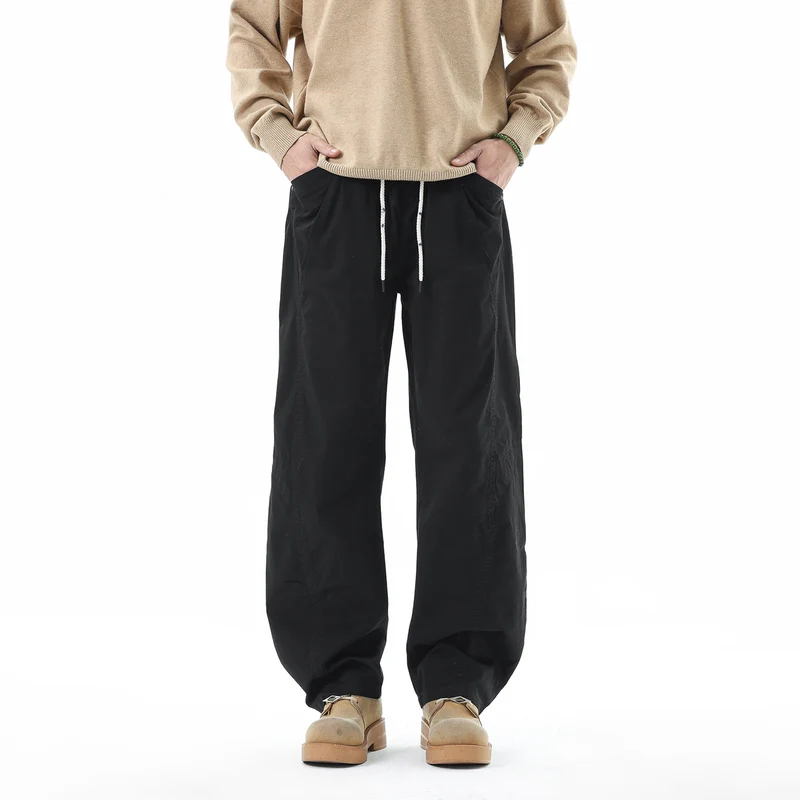 Herren Leichte Relaxed-Fit Bundhose mit Tunnelzug, schrägen Eingrifftaschen und Paneelnähten Drune