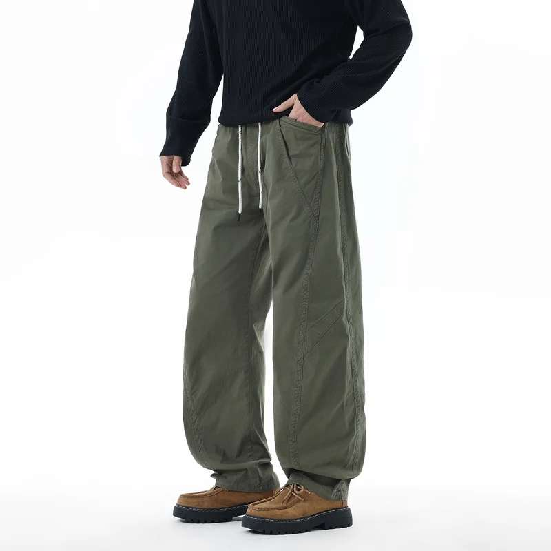 Herren Leichte Relaxed-Fit Bundhose mit Tunnelzug, schrägen Eingrifftaschen und Paneelnähten Drune