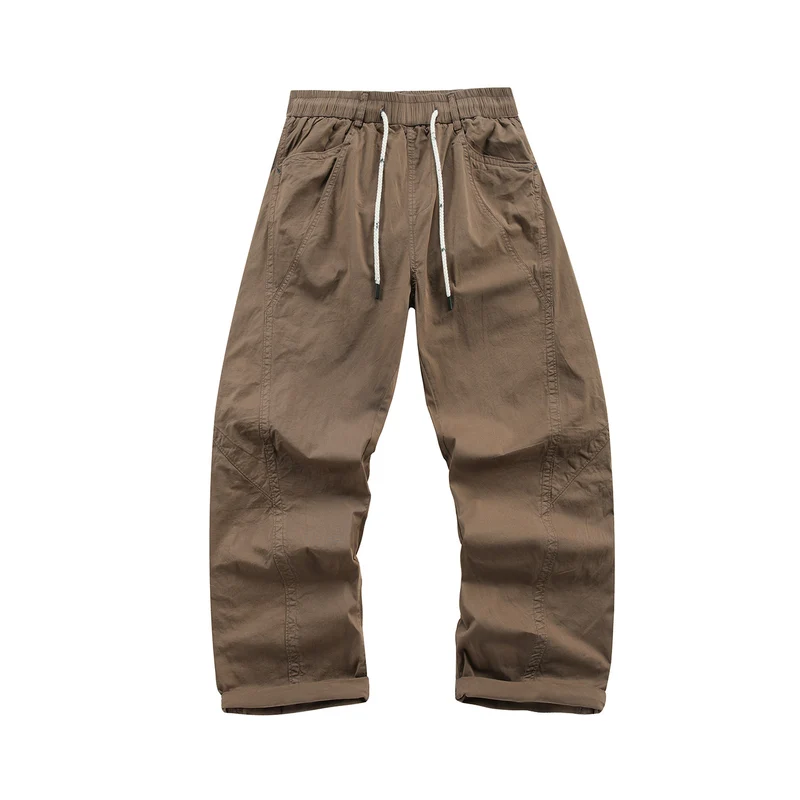 Herren Leichte Relaxed-Fit Bundhose mit Tunnelzug, schrägen Eingrifftaschen und Paneelnähten Drune