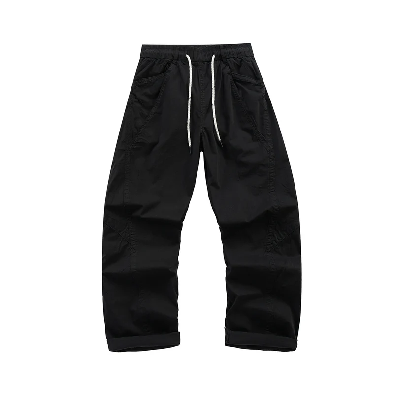 Herren Leichte Relaxed-Fit Bundhose mit Tunnelzug, schrägen Eingrifftaschen und Paneelnähten Drune