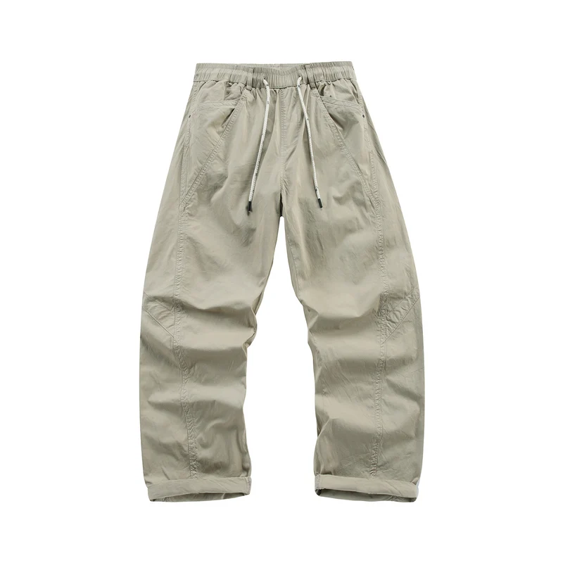 Herren Leichte Relaxed-Fit Bundhose mit Tunnelzug, schrägen Eingrifftaschen und Paneelnähten Drune