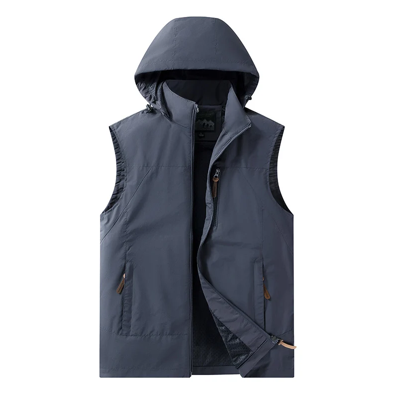 Herren Leichte outdoor‑Weste mit Kapuze, atmungsaktivem Meshfutter und wasserabweisender Shell Drune