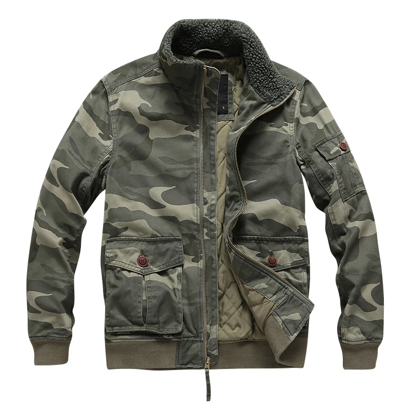 Herren Winter‑Bomberjacke im Field‑Stil mit Teddykragen, gesteppter Isolierung und Utility‑Taschen Drune