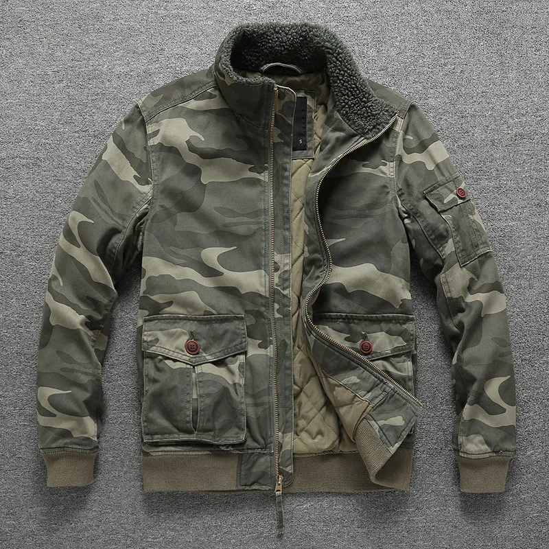 Herren Winter‑Bomberjacke im Field‑Stil mit Teddykragen, gesteppter Isolierung und Utility‑Taschen Drune