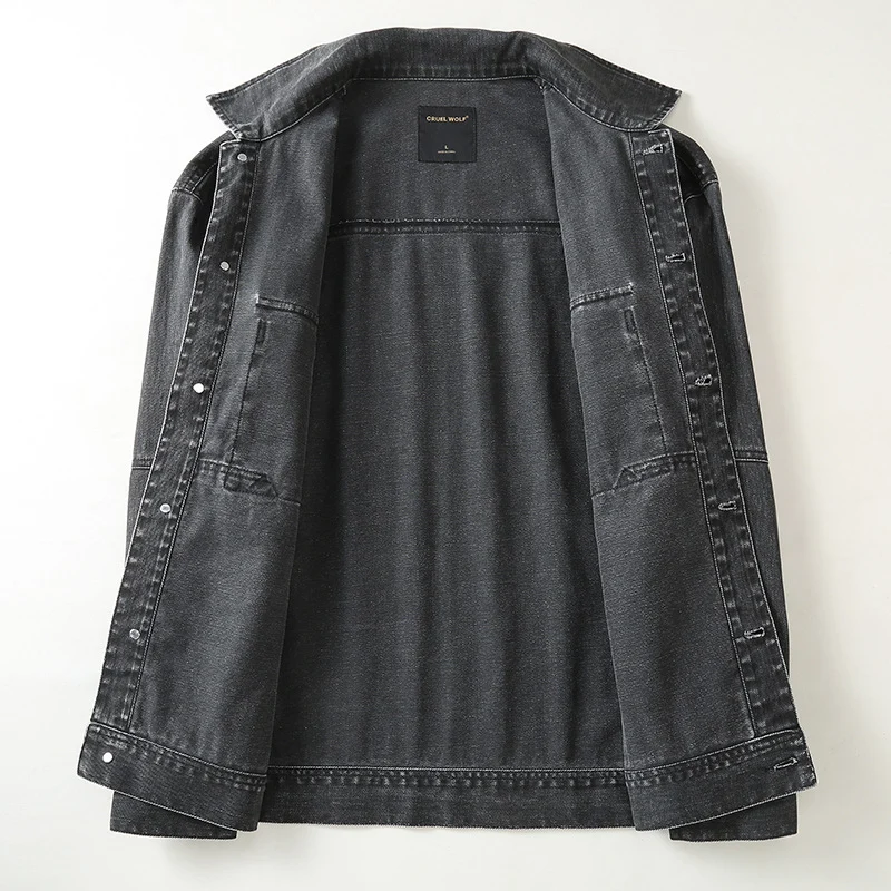 Herren Utility-Denimjacke mit Oversized-Brusttaschen und durchgehender Knopfleiste Drune