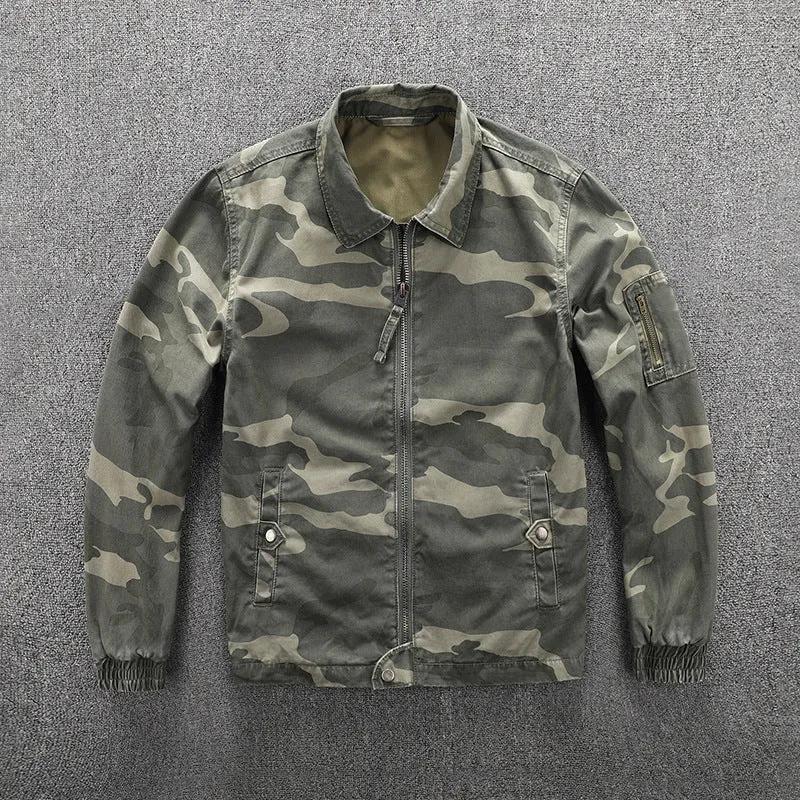 Herren Utility-Blouson im Camouflage-Muster mit Reißverschluss und Armzippertasche Drune