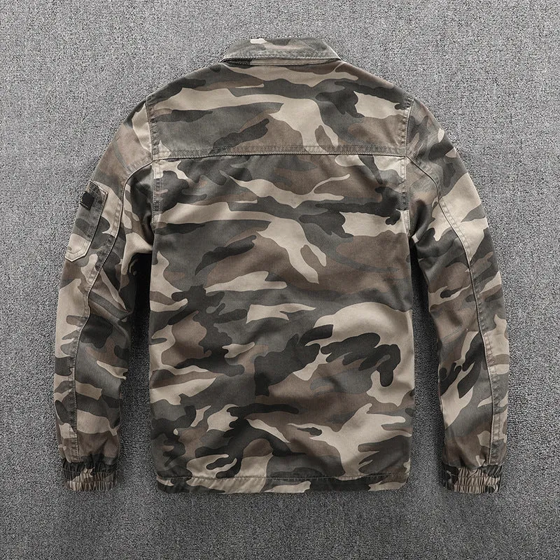 Herren Utility-Blouson im Camouflage-Muster mit Reißverschluss und Armzippertasche Drune