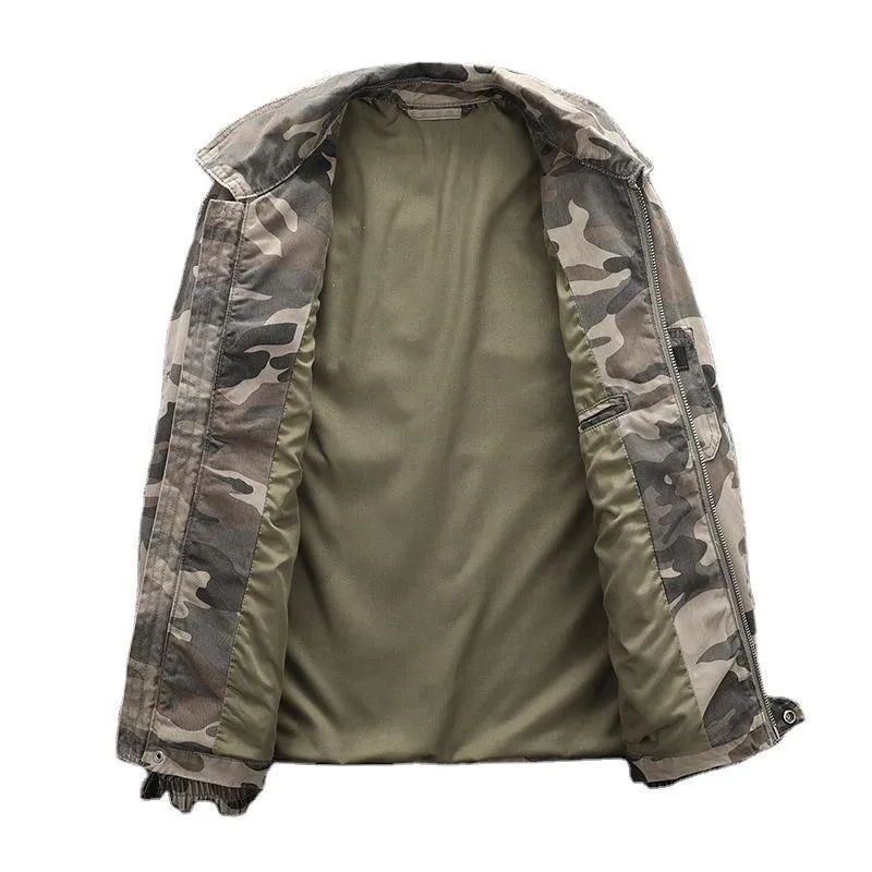 Herren Utility-Blouson im Camouflage-Muster mit Reißverschluss und Armzippertasche Drune
