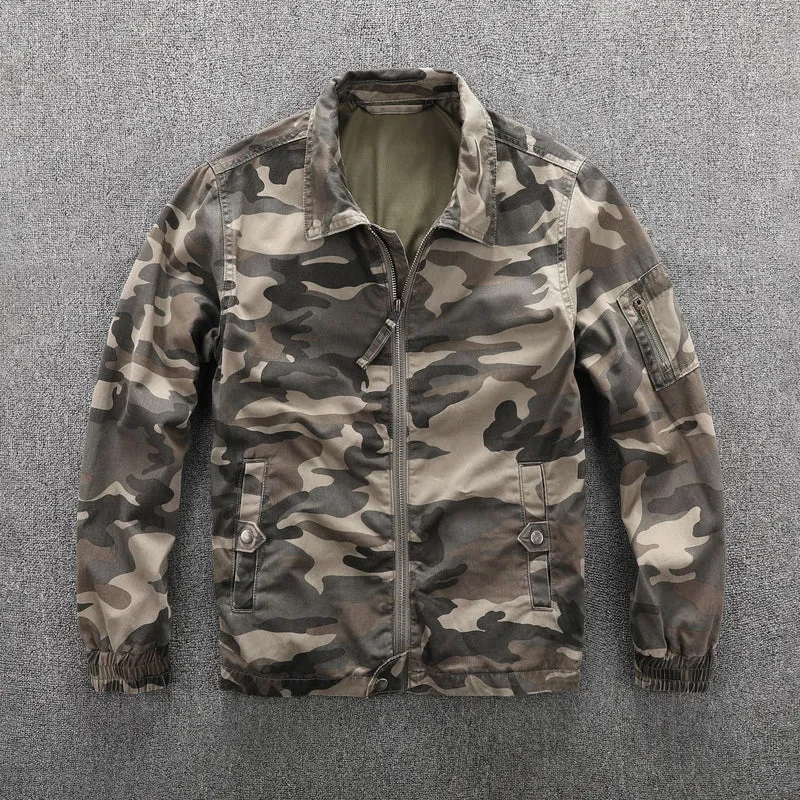 Herren Utility-Blouson im Camouflage-Muster mit Reißverschluss und Armzippertasche Drune