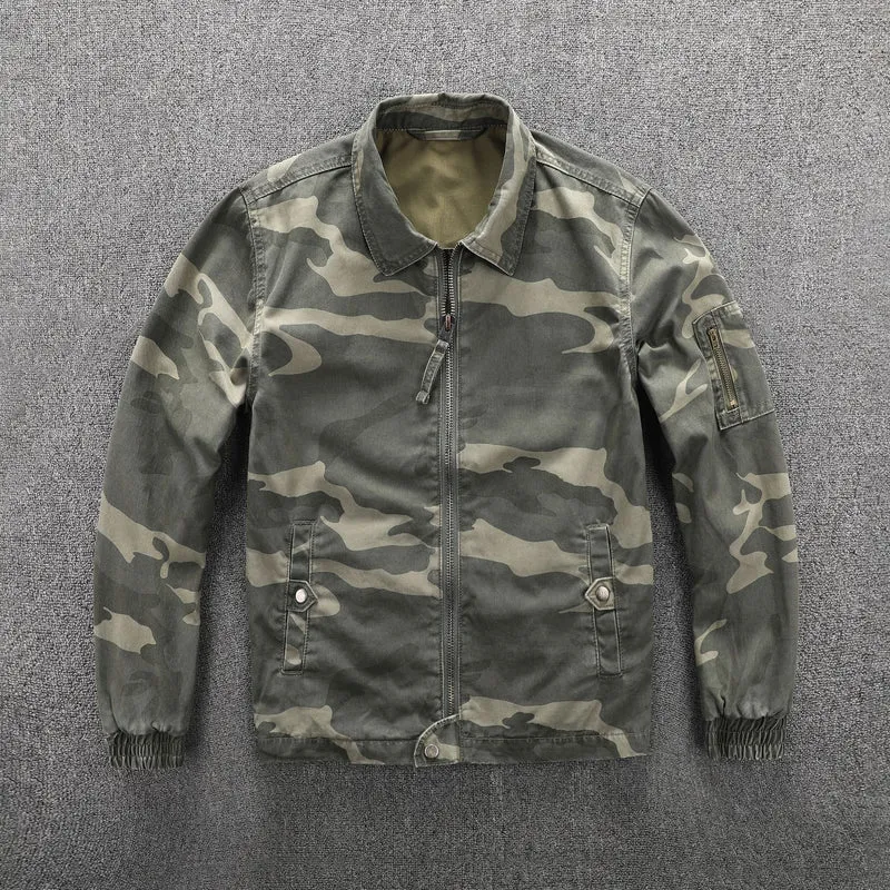 Herren Utility-Blouson im Camouflage-Muster mit Reißverschluss und Armzippertasche Drune
