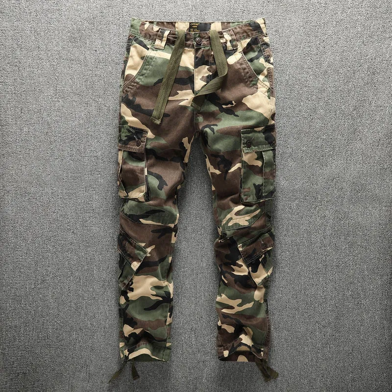 Herren Taktische Cargohose im Digital-Camouflage mit Tunnelzugbund und Mehrfach-Taschen Drune