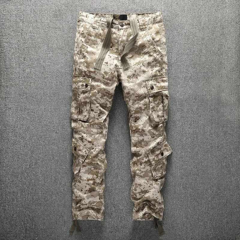Herren Taktische Cargohose im Digital-Camouflage mit Tunnelzugbund und Mehrfach-Taschen Drune