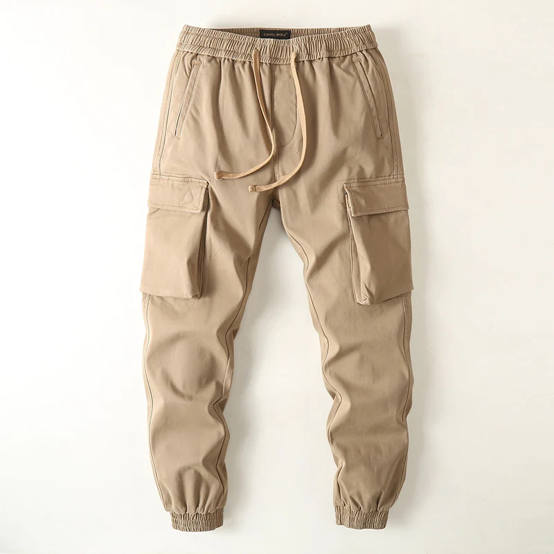 Herren Slim-Fit Cargohose im Tarnmuster mit elastischem Tunnelzugbund und verstärkten Knien Drune