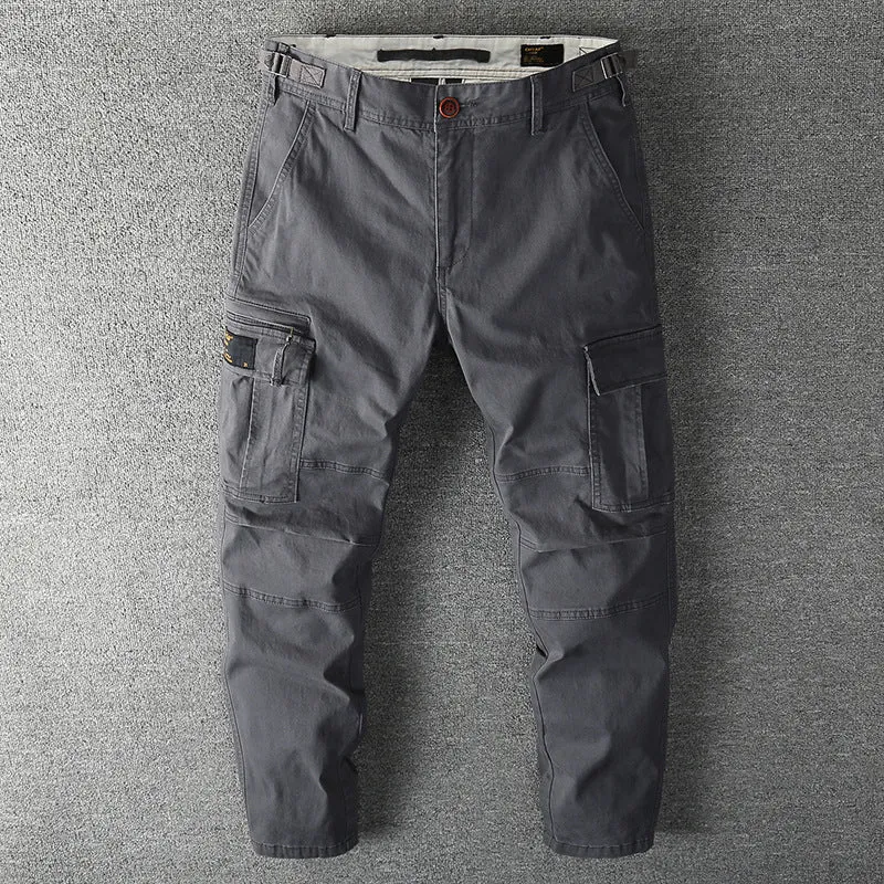 Herren Robuste Baumwoll-Cargohose mit verstärkten Knien und verstellbarem Bund Drune
