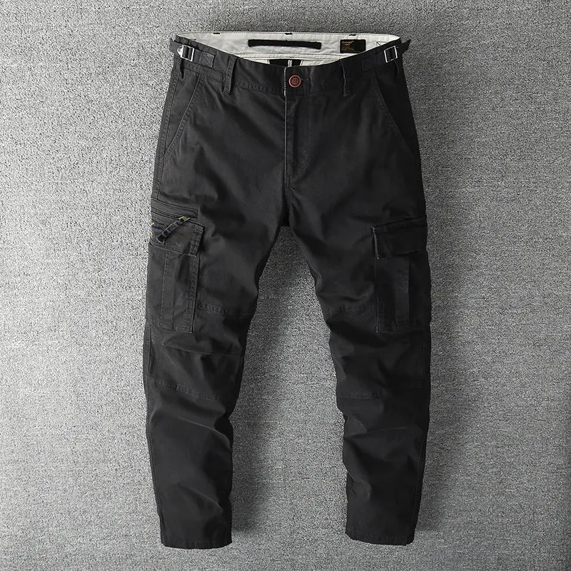 Herren Robuste Baumwoll-Cargohose mit verstärkten Knien und verstellbarem Bund Drune
