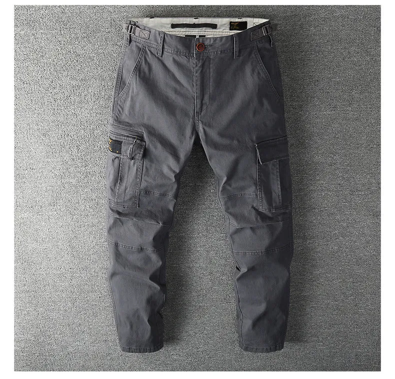 Herren Robuste Baumwoll-Cargohose mit verstärkten Knien und verstellbarem Bund Drune