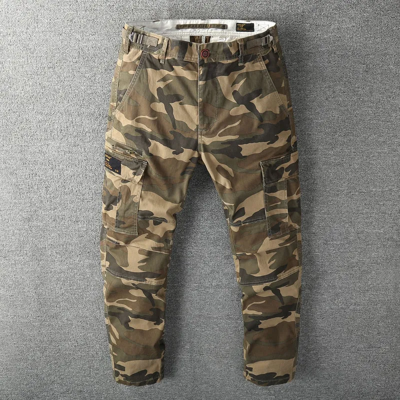 Herren Robuste Baumwoll-Cargohose mit verstärkten Knien und verstellbarem Bund Drune