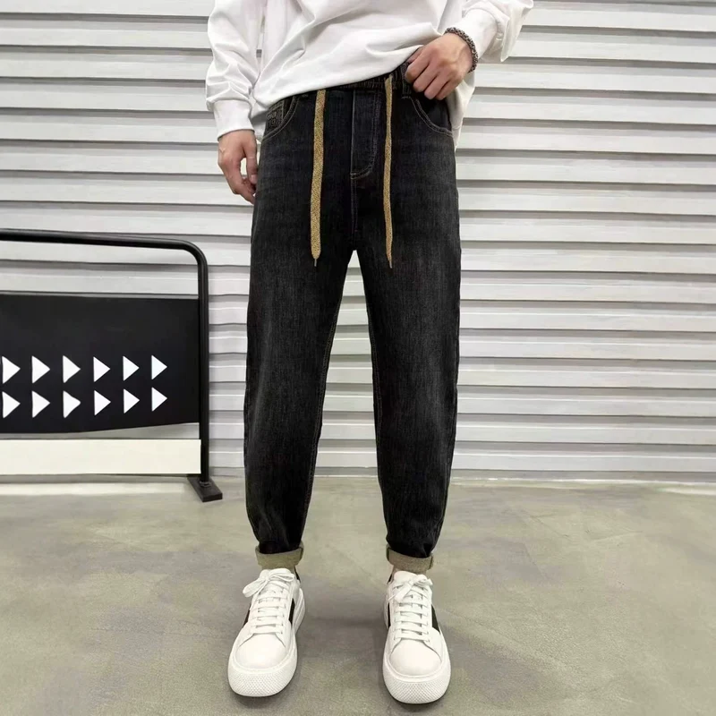 Herren Relaxed Denim-Jogger mit Kordelzug und elastischem Saum Drune
