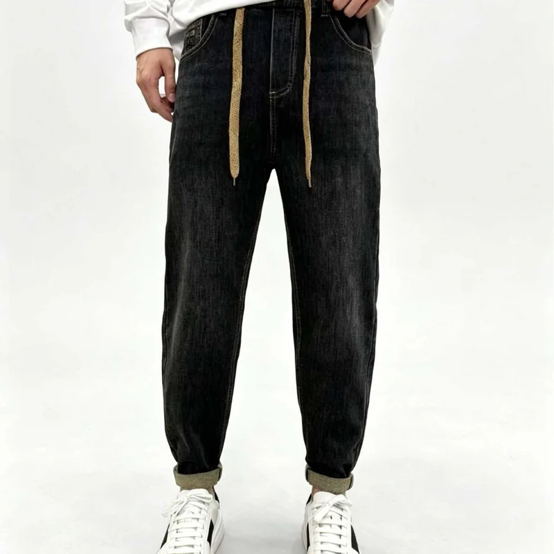 Herren Relaxed Denim-Jogger mit Kordelzug und elastischem Saum Drune