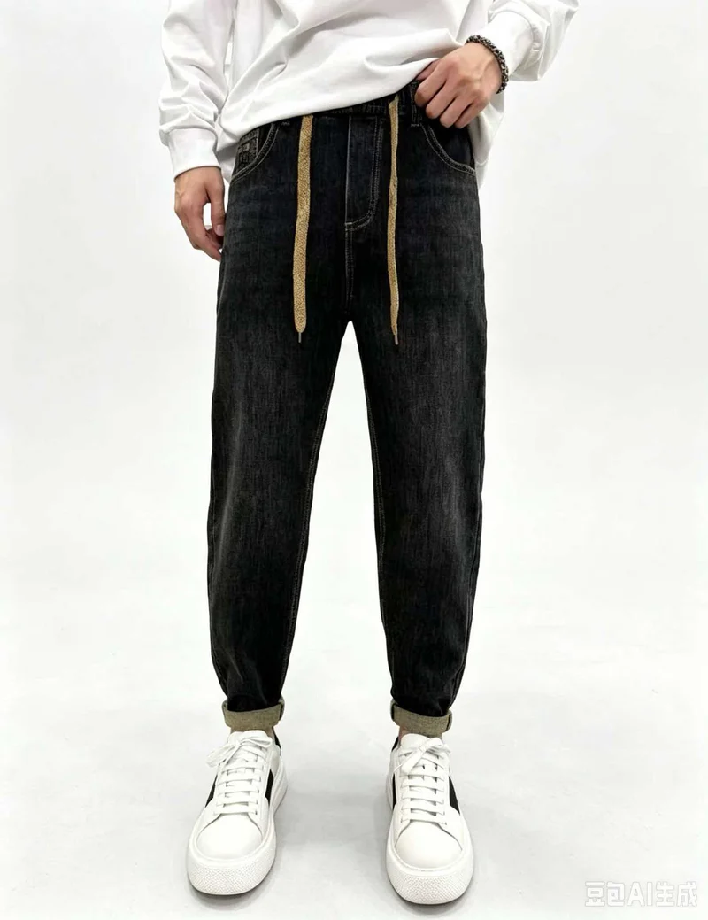 Herren Relaxed Denim-Jogger mit Kordelzug und elastischem Saum Drune