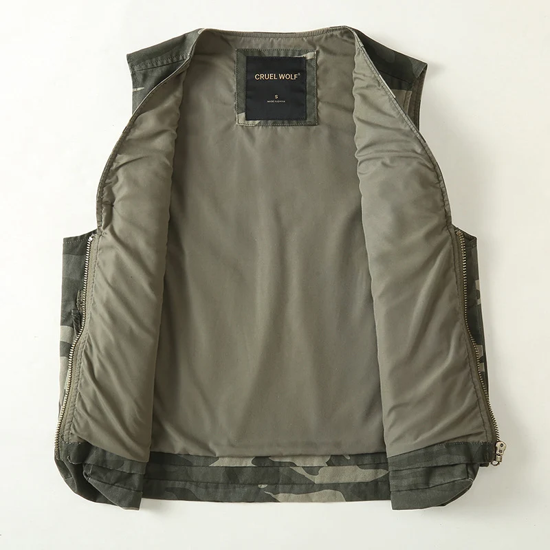 Herren Multifunktionale Outdoor-Weste mit vielen Taschen und Reißverschluss Drune