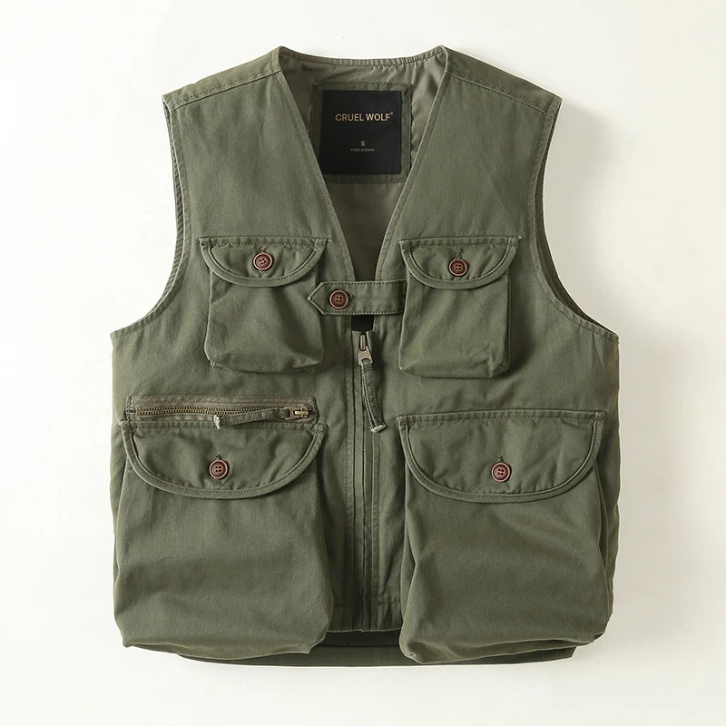 Herren Multifunktionale Outdoor-Weste mit vielen Taschen und Reißverschluss Drune