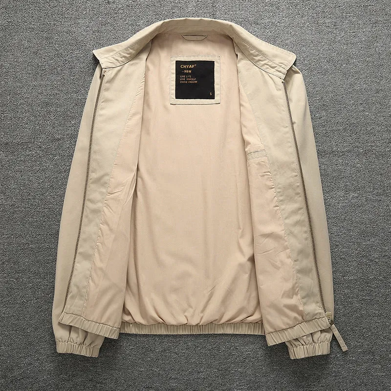 Herren Leichte Harrington-Jacke mit Reißverschluss, Stehkragen und elastischen Bündchen Drune