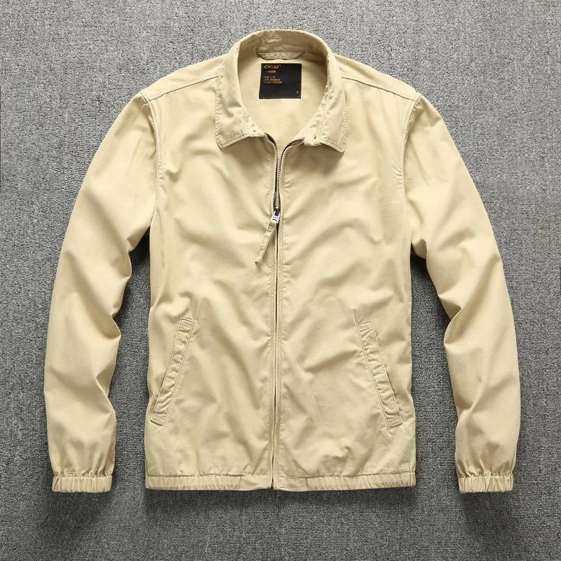 Herren Leichte Harrington-Jacke mit Reißverschluss, Stehkragen und elastischen Bündchen Drune