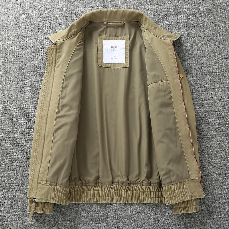 Herren legere Canvas-Fieldjacke mit Reißverschluss und elastischem Saum Drune