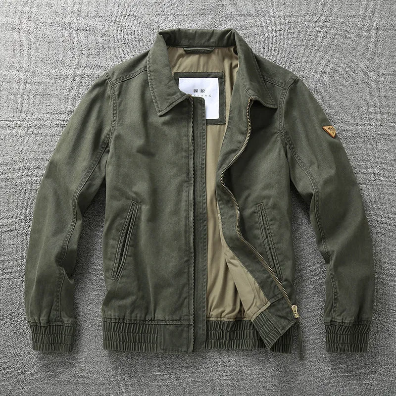 Herren legere Canvas-Fieldjacke mit Reißverschluss und elastischem Saum Drune