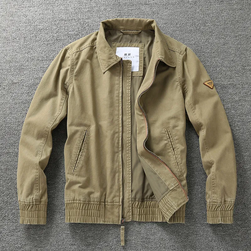 Herren legere Canvas-Fieldjacke mit Reißverschluss und elastischem Saum Drune