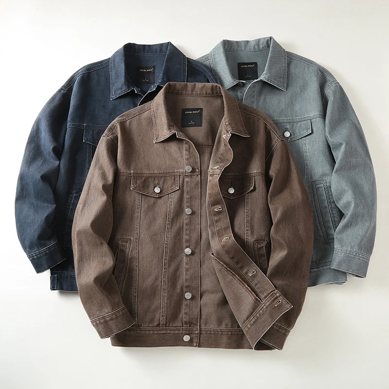 Herren Jeansjacke mit klassischem Schnitt und leichtem Vintage-Wash Drune