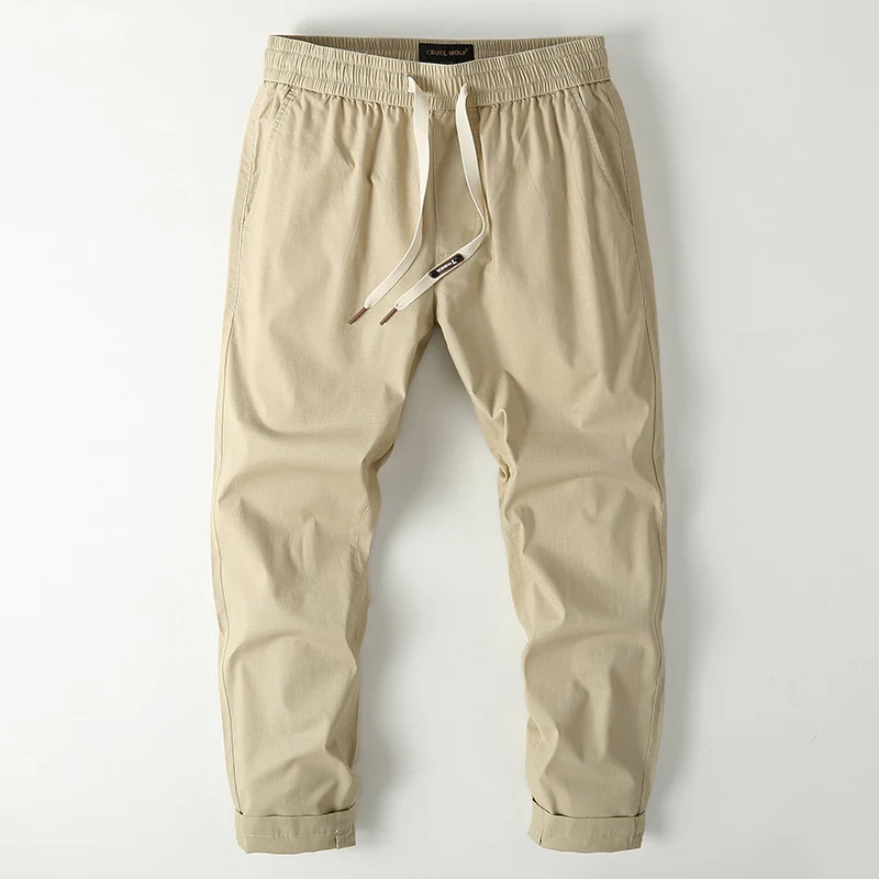Herren Elastische Chino-Jogger mit tailliertem Tapered-Schnitt und aufgesetzter Gesäßtasche Drune