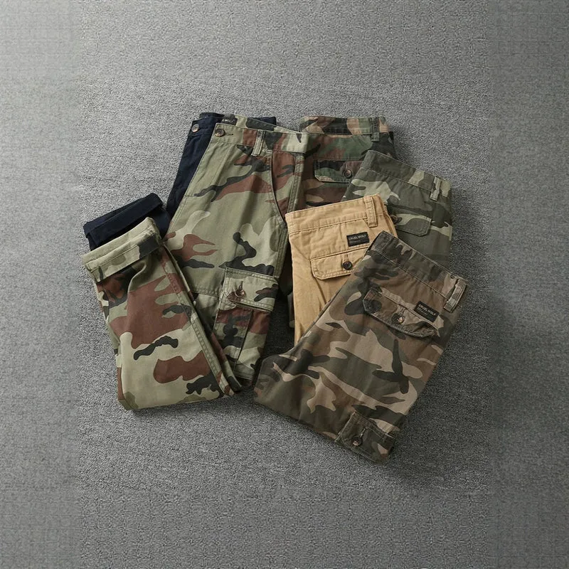 Herren Cargohose mit taktischem Tarnmuster und mehreren Klappentaschen Drune