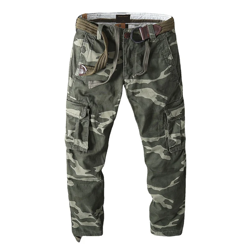 Herren Cargohose mit mehreren Taschen, verstellbaren Beinabschlüssen und Gürtel Drune