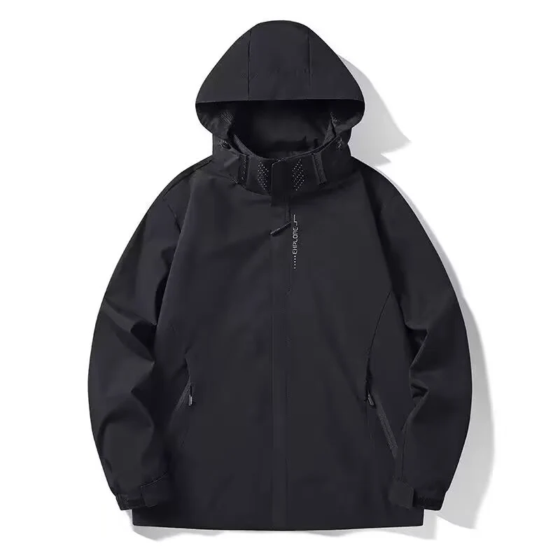 Herren Wasserdichte Softshell-Jacke mit Kapuze, Reißverschluss-Taschen und verstellbaren Bündchen Drune