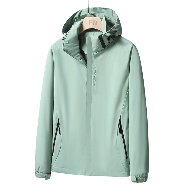 Herren Wasserdichte Softshell-Jacke mit Kapuze, Reißverschluss-Taschen und verstellbaren Bündchen Drune