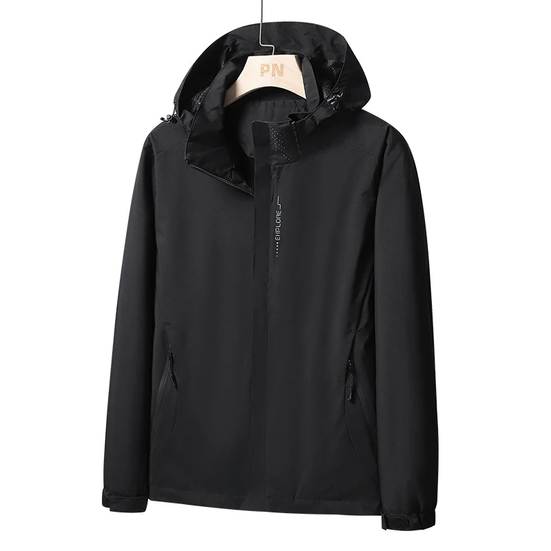 Herren Wasserdichte Softshell-Jacke mit Kapuze, Reißverschluss-Taschen und verstellbaren Bündchen Drune