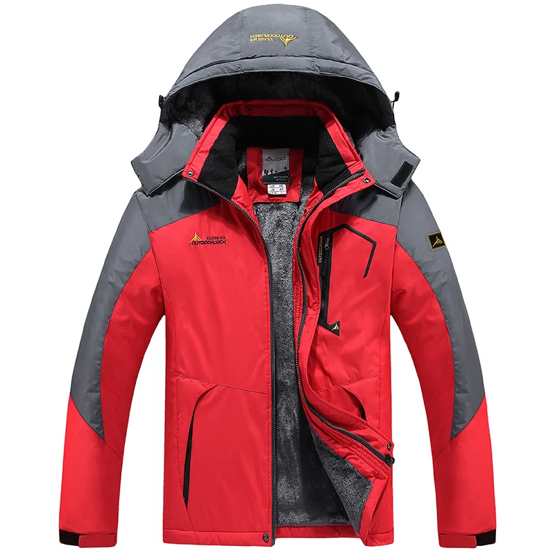 Herren Wasserdichte gefütterte Outdoor-Skijacke mit abnehmbarer Kapuze und Thermofutter Drune