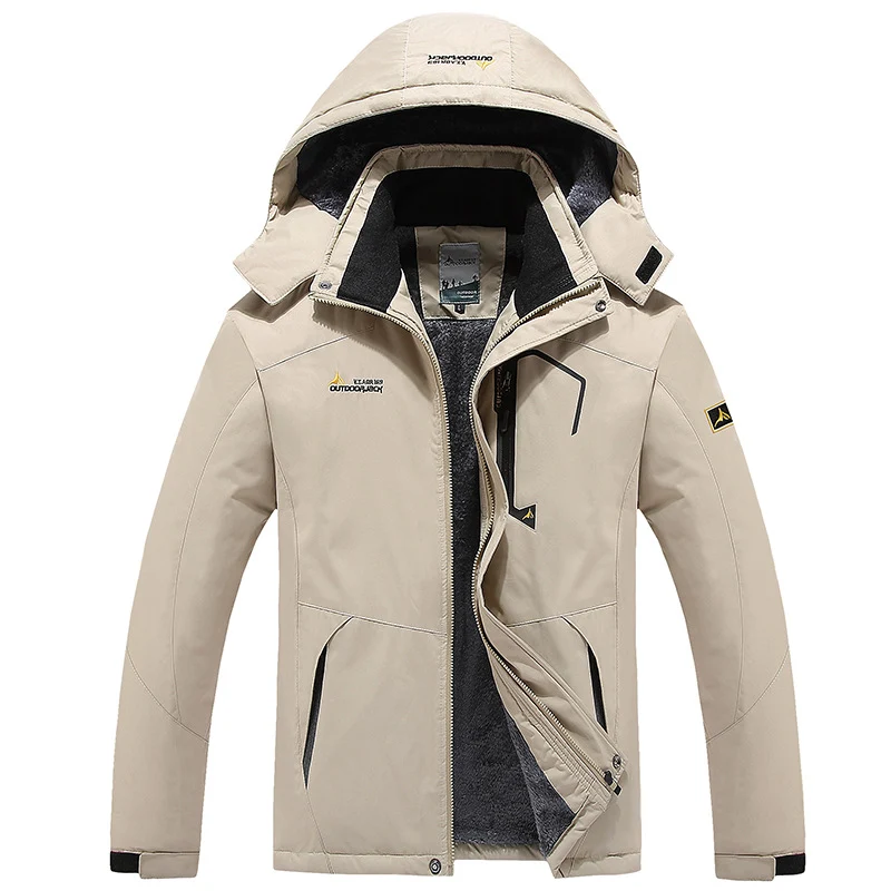 Herren Wasserdichte gefütterte Outdoor-Skijacke mit abnehmbarer Kapuze und Thermofutter Drune