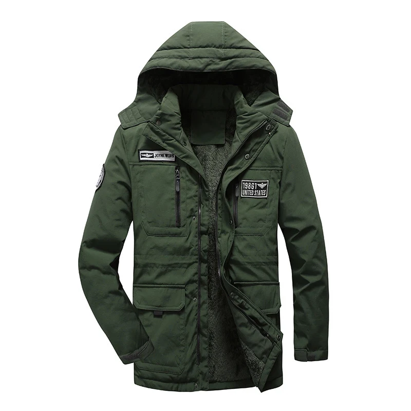 Herren Utility-Parka mit Fleece-Innenfutter, Kapuze und Multifunktions-Taschen Drune