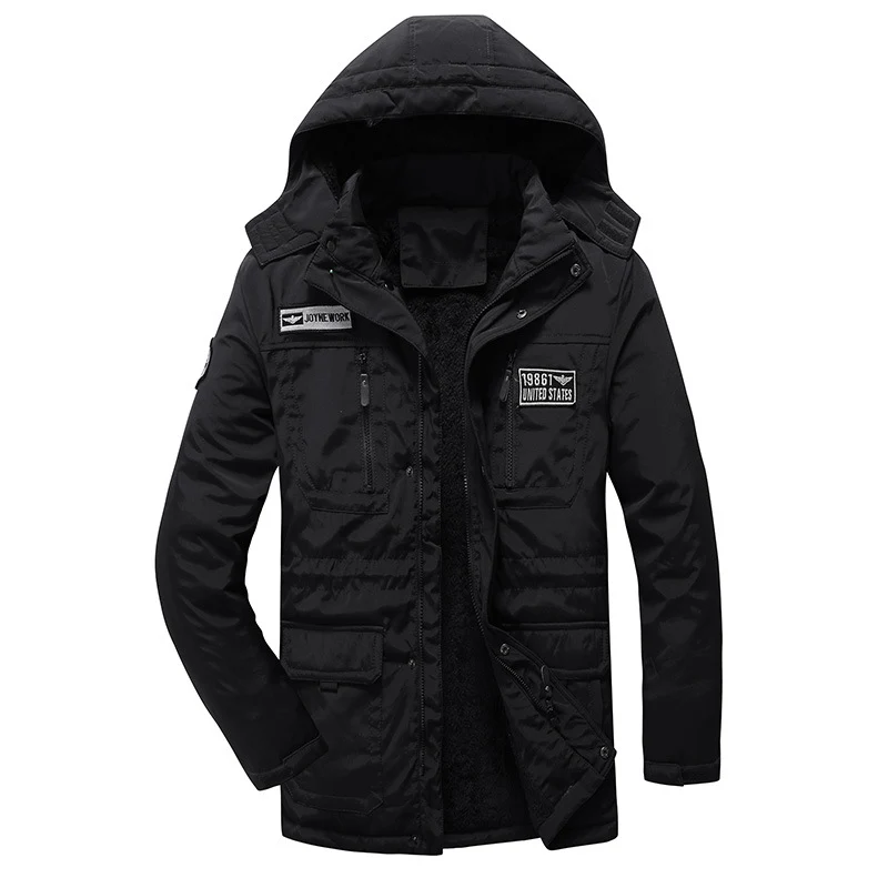 Herren Utility-Parka mit Fleece-Innenfutter, Kapuze und Multifunktions-Taschen Drune