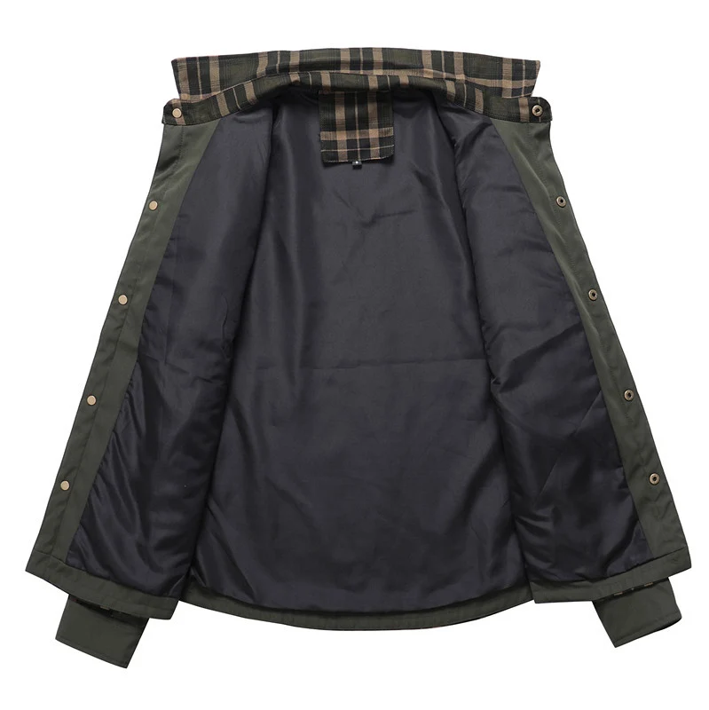 Herren Utility-Hemdjacke im Karomuster mit Schulterklappen und Reißverschlusstaschen Drune