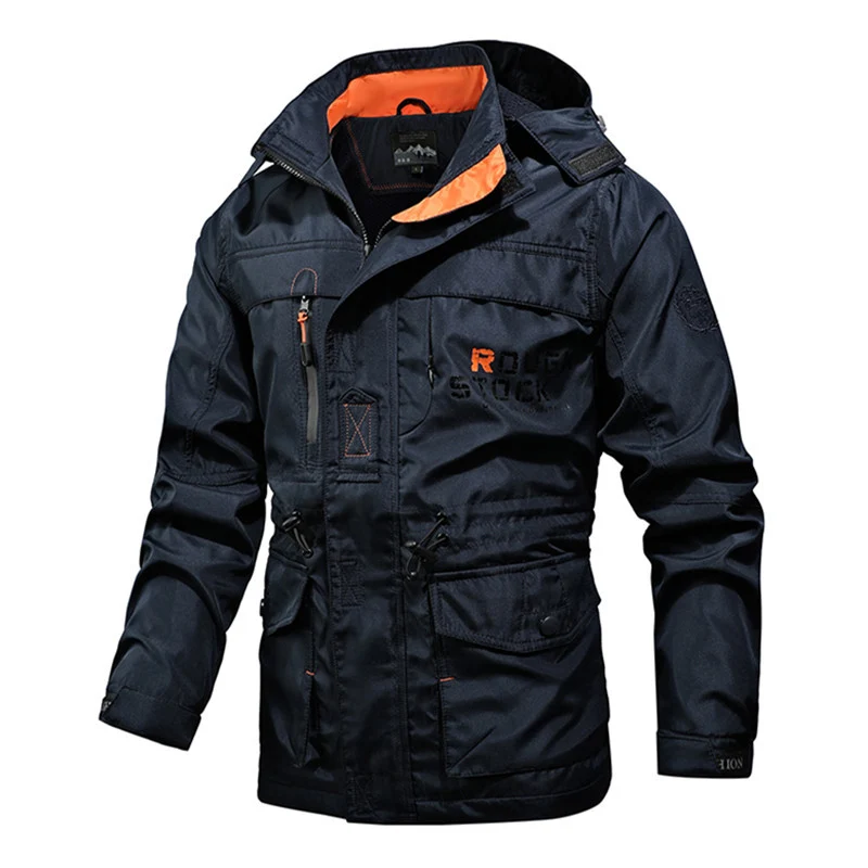 Herren Utility-Fieldparka mit Kapuze, Multifunktions-Taschen und Taillenzug Drune