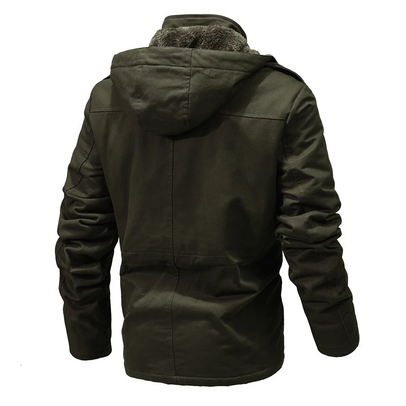 Herren Utility-Canvas-Parka mit Taillenzug, Cordkragen und Zip-Brusttasche Drune